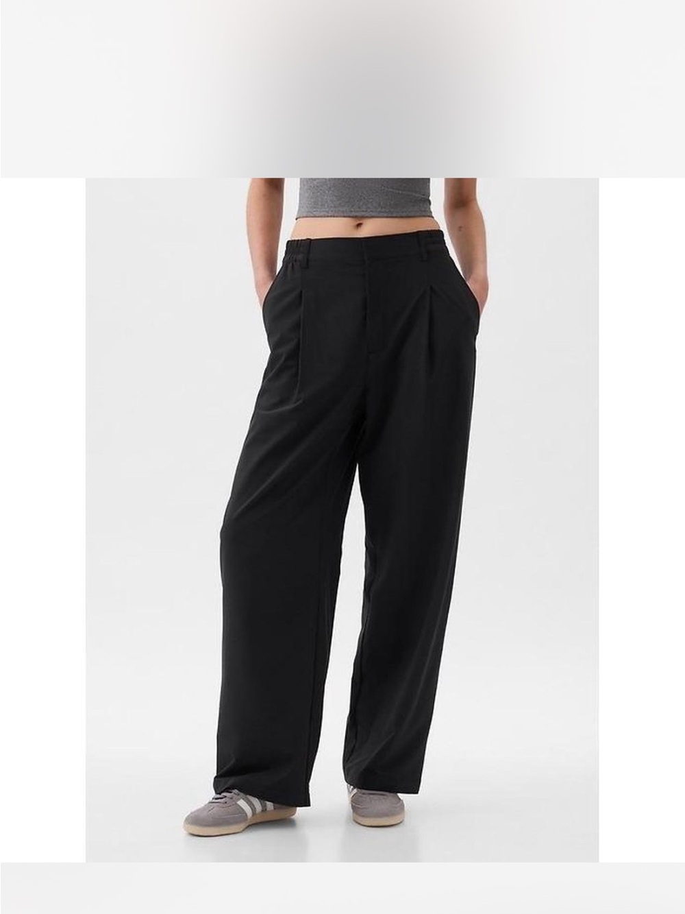 GAP Black Wide-Leg Women's Trousers with Front Pleats
